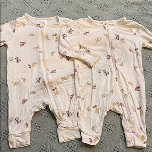 Cream Snack-Print Zip Footie for Kids